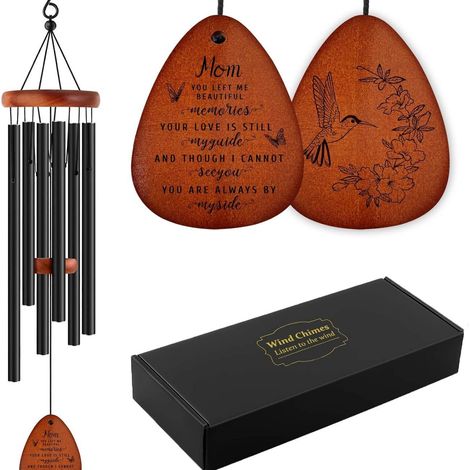 Carillons éoliens - Cadeaux d'anniversaire de la part d'une fille/d'un fils  Décoration extérieure en aluminium et bois pour la fête des mères, Thanksgiving et Noël (1/5)