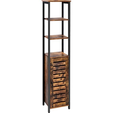 Colonna contenitore mobile alto per bagno soggiorno 37 x 30 x 167 cm stile industriale nero e marrone 120000823