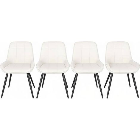 Set mit 4 gepolsterten Esszimmerstühlen aus Samt und Metall, hoher Rücken, Weiß/Schwarz (1/5)