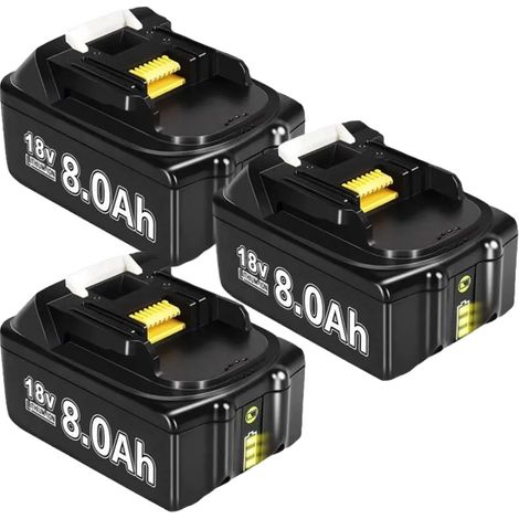 Wiederaufladbarer Lithium-Akku, 8000 mAh Kapazität, 18 V Spannung, 3 Stück 8,0 Ah (1/2)