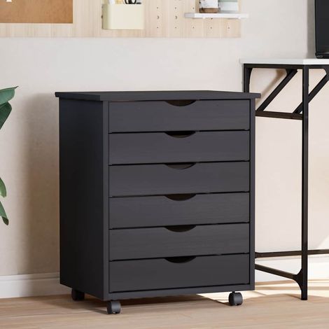 Armoire roulante avec tiroirs-Meuble de rangement MOSS gris bois de pin solide 450540 (1/5)