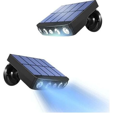 Lot de 2 spots solaires extérieurs à détecteur de mouvement 360°, étanches, lumière blanche 6000K, pour jardin (1/4)