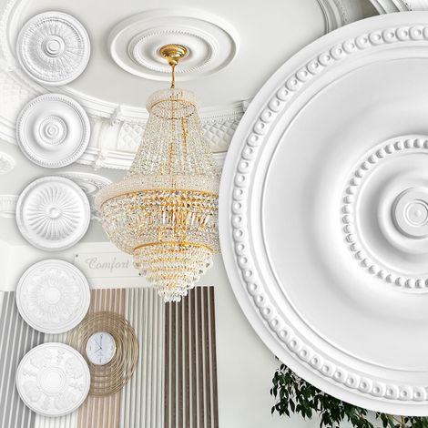 Rosette Stucco - Rosette de plafond en mousse dure de PU, robuste - Hexim Perfect Série 2: B3059 - Ø 522mm