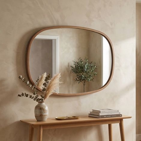 Spiegel Brunico, Ovalform, Wandtyp, Rahmenfarbe Transparent, 88x62 cm, Nussbaum Braun (1/3)