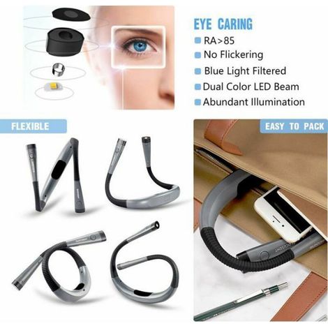 Lampe de lecture pour le cou - Nosheir - Rechargeable USB Type-C - Autonomie jusqu'à 80 heures (1/4)