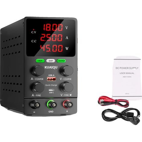 Fuente de alimentación, protección contra sobretensiones, diseño compacto, 30 V 10 A OCP-OVP, enchufe europeo de 220 V (1/2)