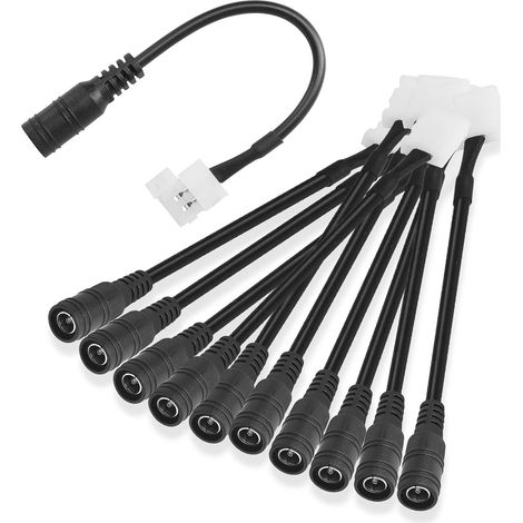 Connecteur LED à 2 Broches DC 5,5 mm x 2,1 mm Prise Femelle à 2 Broches de 8 mm de Large Clip de Bande Lumineuse sans Soudure pour Bandes Lumineuses LED 3528 5050 (Lot de 10) (1/5)