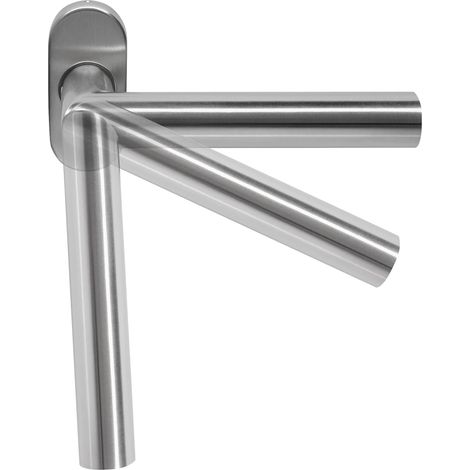 Poignée de porte en acier inoxydable avec rosace ovale (1/3)