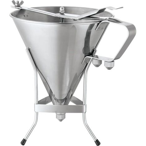Embudo de pistón de acero inoxidable con tres boquillas – para salsa de chocolate y repostería, preciso, inoxidable y apto para lavavajillas - Crezuo (1/4)