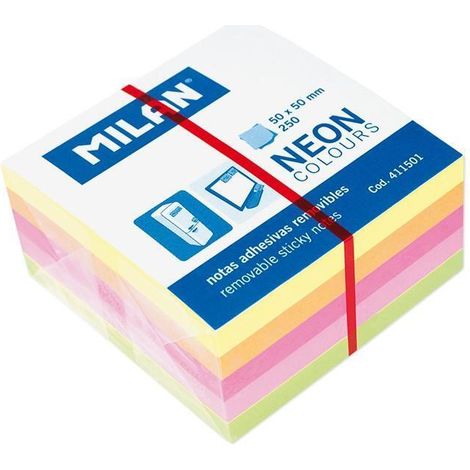 Tarjetas mixtas de ne贸n, mini cubo, 50x50, 250 unidades. Mil谩n