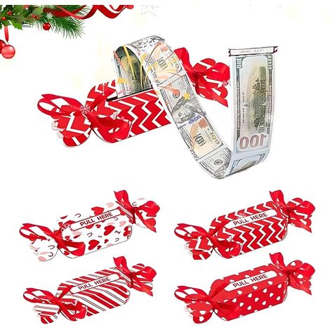 Boîte À Argent À Tirer - Forme Bonbon - Pour Cadeaux De Noël - En Carton - 18,5 x 4 cm - 1 Pièce Ou 4 Pièces (1/5)