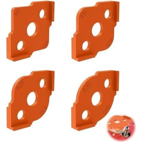 CSPARKV 4 PCS Gabarits de Défonceuse à Bois,Gabarit Défonceuse,ABS D'Angle Arrondi Gabarits pour Outil de Travail du Bois, Gabarit pour Defonceuse a Bois Sur Table(R5 R10 R15 R20 R25 R30 R35 R40) (1/5)