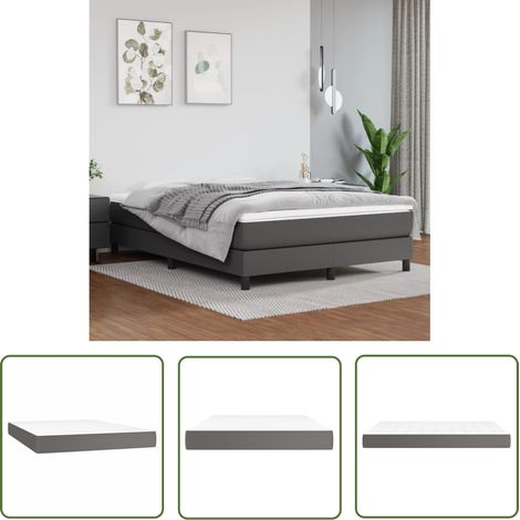 The Living Store Matelas de lit à ressorts ensachés Gris 140x200x20cm Similicuir - Matelas - Matelas À Ressorts Ensachés - Matelas Similicuir - Literie - Chambre À Coucher (1/5)