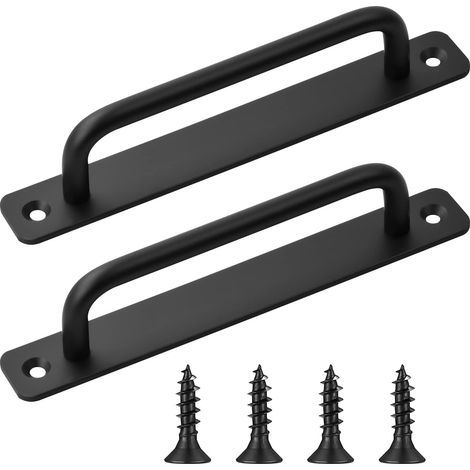 2 Pieces Sliding Barn Door Handle, Black Sliding Door Handle with Screws for Barn Doors, Wardrobe, Cupboard, Gate, Kitchen Cabinet Handle (180mm) (1/5)