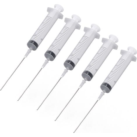 Kit recharge cartouche encre imprimante jet d'encre 5 seringues 20ml PP acier inox 5 aiguilles plates 10cm bureau (1/5)