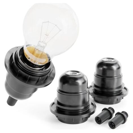 BUNTHAUS 3x Douille E27 noir - douille ampoule E27 250V 60W - douille E27 a visser en plastique - douille lampe E27, douille lampe de chevet, douille pour lampe, douilles e27