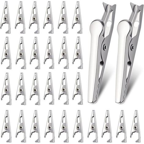 100 Mini clip a coccodrillo in metallo - Clip per carte e appunti - Clip piccole - 35 mm - Clip a coccodrillo - Clip per foto e memo - Clip per la ricarica delle batterie (1/5)