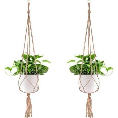 2 Paquets Suspension Plante, Pot Suspendu Plante, pour Suspendre Pot de Fleur Suspension Suspendue Décoration Balcon Maison, 4 Jambes en Corde, 105 cm