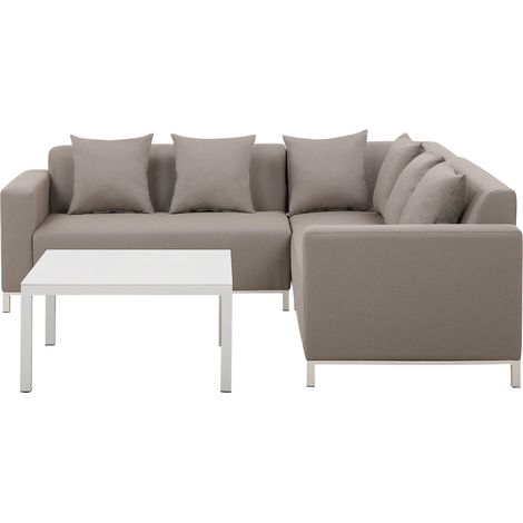 Conjunto de jardín de 6 piezas gris pardo con marco de aluminio con cojines Belize