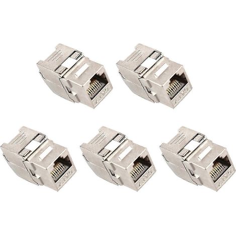 Module de prise réseau Keystone 5 ports RJ45 Cat7, blindage intégral à 360°, connexion LSA sans outil. WHBYV (1/4)