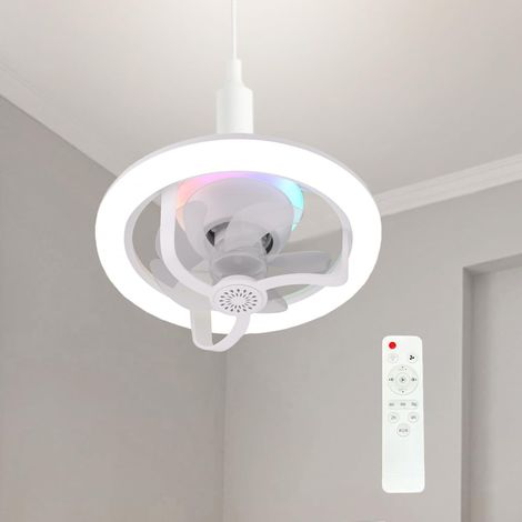 11-Zoll-Deckenventilator mit E26/E27-Fassung und Licht – Dimmbarer Deckenventilator mit Fernbedienung, 360°-Drehung, RGB-Modus und 3 Geschwindigkeitsstufen für Schlafzimmer, Wohnzimmer und Esszimmer (1/4)
