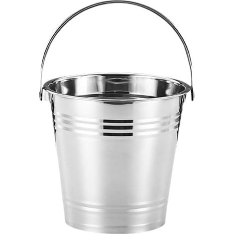 Seau à glace multifonctionnel en acier inoxydable épais avec poignées, seau à glaçons pour la maison, champagne, bière (taille M, argent) (1/4)