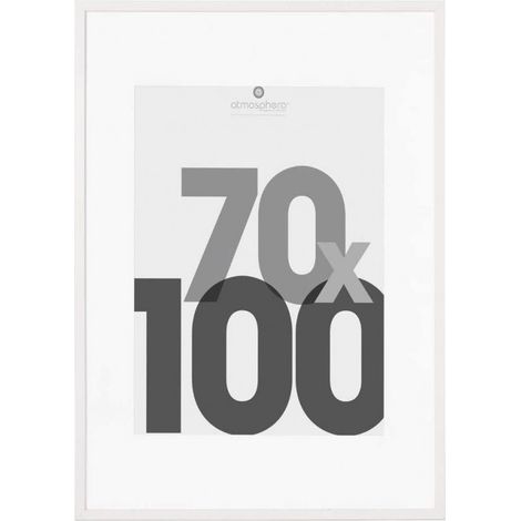 Atmosphera – Cadre photo blanc 70 x 100 cm – Bois MDF – Dimensions 72,4 x 3,5 x 102,4 cm – Installation murale moderne