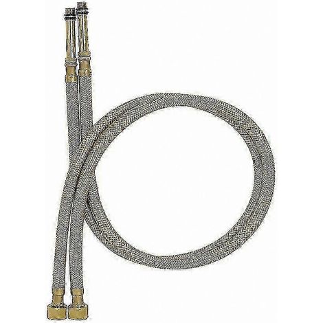 Paire de flexibles de robinet tressés en nylon doré, filetage 2x G3/8 pouce BSP (1/3)