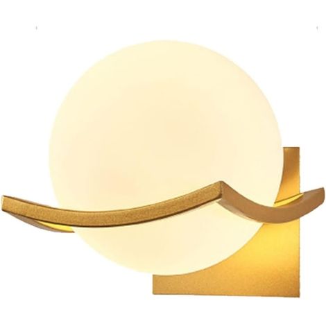 Applique murale Lampe murale d'intérieur Lampe murale de chambre Lampe murale dorée (sans ampoule) Couvercle doré, blanc laiteux