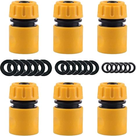 Lot de 6 connecteurs d'extrémité de tuyau \u2013 Raccord rapide pour tuyau d'arrosage de 1,27 cm (livré avec 18 rondelles de remplacement)