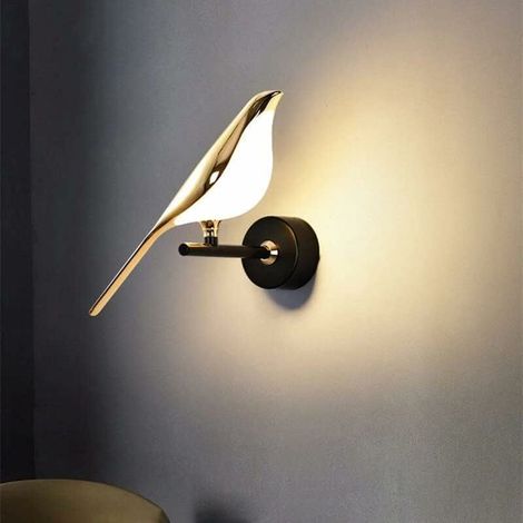 Lampe murale Magpie séjour TV fond Applique murale Lampe de chevet pour chambre d'hôtel de luxe Lampe murale rouge simple et créative pour oiseaux (Single-warm light) (1/4)