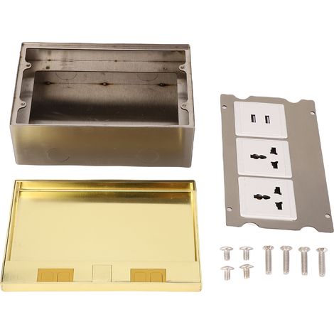 Prise encastrée au sol 16A 4000W, 2 prises, Ports USB, couvercle rabattable, Kit de boîte de prise électrique pour bureau et école
