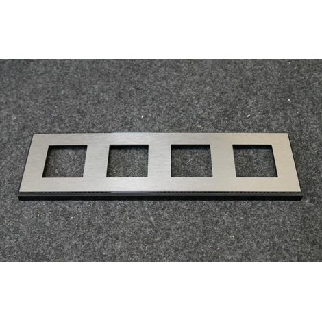 Plaque de finition 4 postes 8 modules horizontale entraxe 71mm gris placage aluminium série Gallery HAGER
