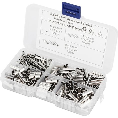Kit de 300 conectores de cobre sin aislamiento, terminales de crimpado estañados, para barcos y coches. (1/5)