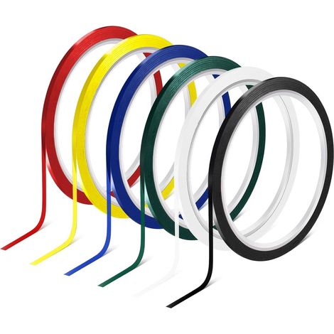 Lot de 6 bandes de positionnement autocollantes en PET dimensions 3 mm x 66 m en 6 couleurs pour tableaux blancs écoles bureaux graphiques et décoration (1/5)