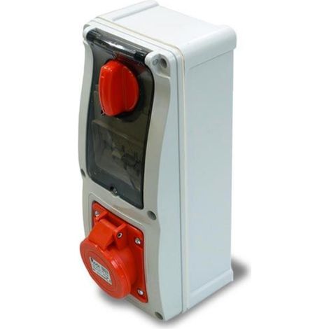 Presa interbloccata verticale con sezionatore, con fondo, con magnetotermico, 380V, 5 poli, 16A, IP54 - Rosi 16.3414R6MT (1/2)