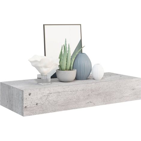 Étagère à tiroir murale Gris béton 60x23,5x10 MDF (1/5)