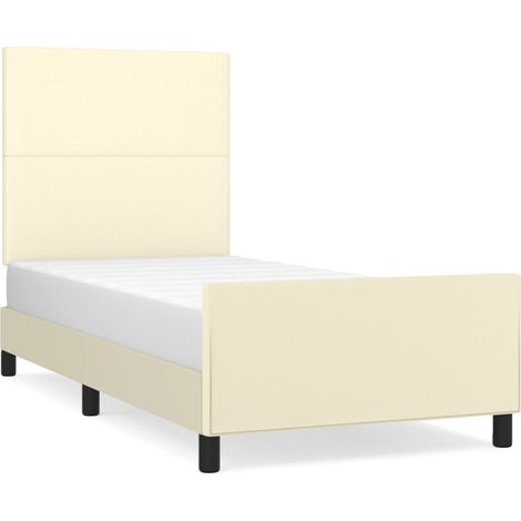 Maison Exclusive - Bettgestell mit Kopfteil Creme 80x200 cm Kunst