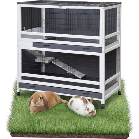 Bb-Loisir – Cage clapier enclos pour lapins 115 x 60 x 118 cm – 2 niveaux spacieux – Nettoyage facile avec tiroirs amovibles – 4 roulettes pivotantes (1/5)