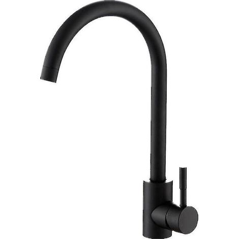 – Robinet mitigeur de cuisine haut flexible noir – Acier inoxydable 304 – Monotrou – Bec en forme de 7 – Mousseur anti-éclaboussures