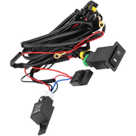 Kit universel d'interrupteur pour feux antibrouillard LED 12 V avec relais, fusible et faisceau de câblage (1/2)