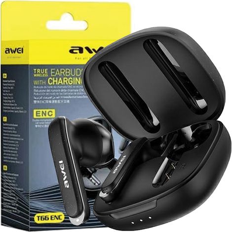 Cuffie Awei Bluetooth 5.3 T66 TWS + docking station nero/nero (1/5)