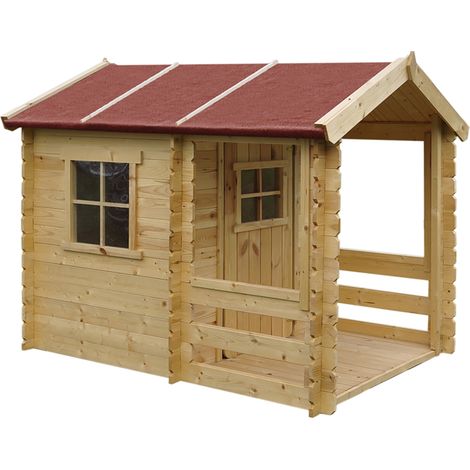 Wooden Playhouse for Kids Outdoor, 19 mm planks - Fun Wendy House Outdoor Play - Garden Play House for Kids H145 x 182 x 146 cm / 1.1 m2 - TIMBELA M501A (1/5)
