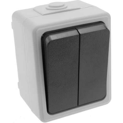 BeMatik - Base de surface étanche IP54 10A 250V avec 2 x interrupteur de commutation (1/5)