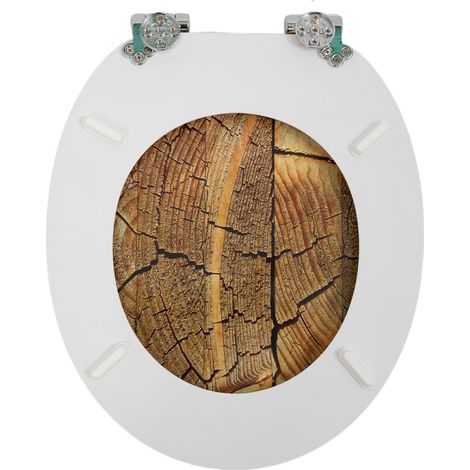 Abattant de toilette en MDF à fermeture amortie, texture bois rustique vintage (1/5)