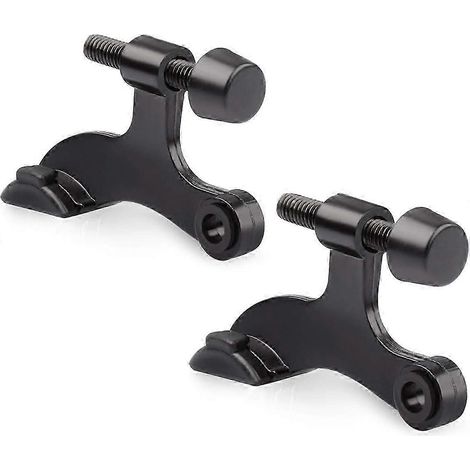 SCSYV Lot de 2 butées de porte à charnière en nickel satiné brossé - Butée de porte à charnière robuste et réglable avec caoutchouc blanc B (1/5)