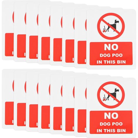 Filiyano-SG Store - Lot de 16 autocollants 90 mm x 110 mm « Interdit aux déjections canines dans cette poubelle » en vinyle imperméable (1/5)