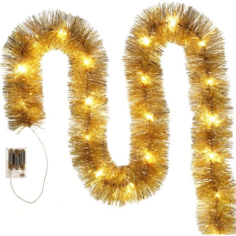 Goldene LED-Weihnachtsbaum-Lichterkette mit Batterien, 6 Meter