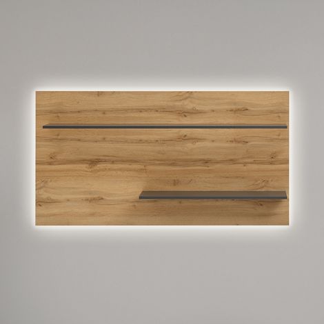 Wandpaneel inkl. LED-Beleuchtung CRISP-61 in Wotan Eiche Nb. mit Absetzungen in anthrazit, B/H/T: ca. 155/80/20 cm (1/4)