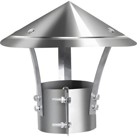 (Argent) Chapeau Cheminée, Acier Inoxydable 201, Résistant au Vent et à la Pluie, Couvercle de Cheminée de 200 mm de Diamètre, Adapté aux Tuyaux de 80 mm de Diamètre (1/5)